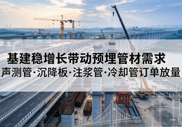 瓦房店基建稳增长带动预埋监测管材需求，声测管、沉降板、注浆管订单持续放量